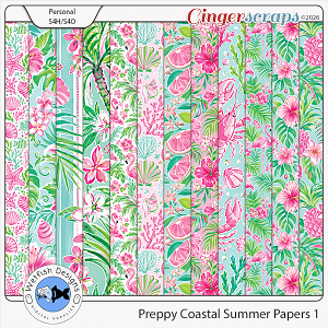 Preppy Coastal Summer Paper Pack 1 by Wetfish Designs 