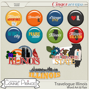Travelogue Illinois - Word Art & Flair Pack by Connie Prince
