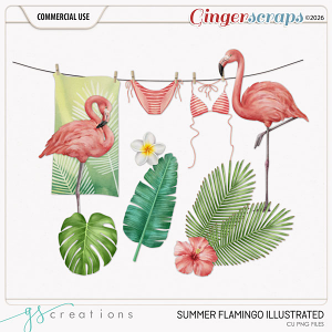 Summer Flamingo Illustrations (CU) by GS Creations