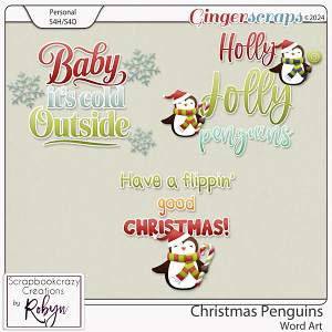 Christmas Penguins Word Art by Scrapbookcrazy Creations