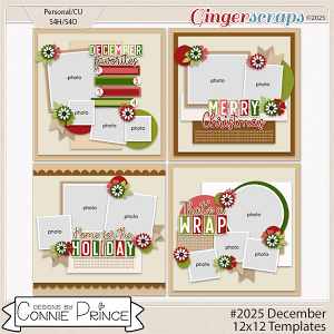 #2025 December -  12x12 Templates (CU Ok) by Connie Prince