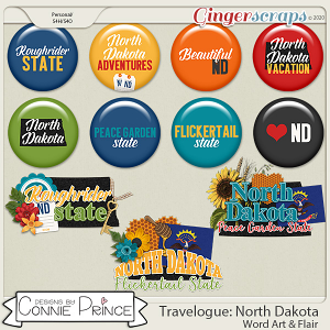 Travelogue North Dakota - Word Art & Flair Pack by Connie Prince