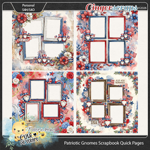 Patriotic Gnomes Scrapbook Quick Pages