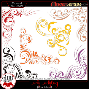 Lucky Ladybug Flourishes by ADB Designs