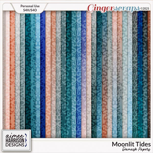 Moonlit Tides Damask Papers by Aimee Harrison