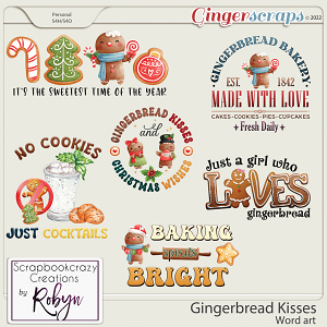 Gingerbread Kisses Word Art by Scrapbookcrazy Creations
