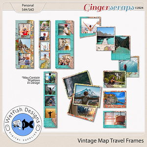 Vintage Travel Map Frames 1 by Wetfish Designs