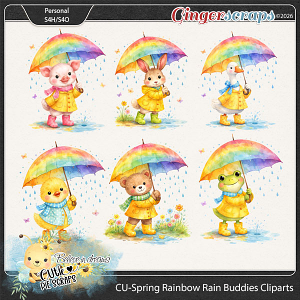 CU-Spring Rainbow Rain Buddies Cliparts