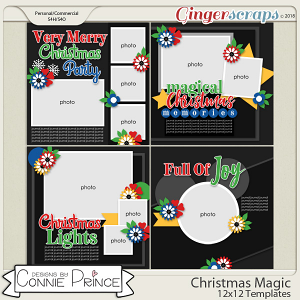 Christmas Magic - 12x12 Templates (CU Ok) by Connie Prince