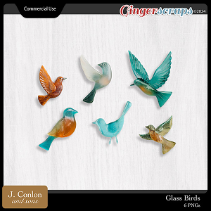 Glass Birds CU Embellishments by J. Conlon and Sons