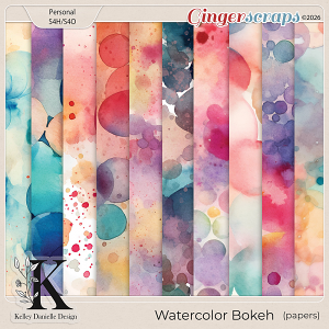 Rainbow Watercolor Bokeh Papers by Kelley Danielle Design