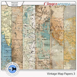 Vintage Map Papers 3 by Wetfish Designs