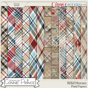 Wild Horses  - Plaid Papers by Connie Prince