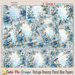 Vintage Dreamy Floral Blue Papers
