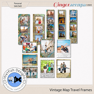 Vintage Travel Map Frames 2 by Wetfish Designs 