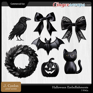 Halloween Embellishments CU by J. Conlon and Sons