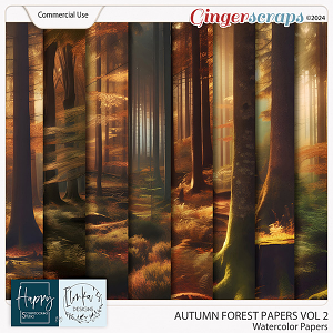 CU Autumn Forest Watercolor Papers Vol 2 by Happy Scrapbooking Studio