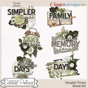 Simpler Times - Word Art Pack by Connie Prince