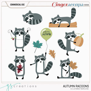 Autumn Raccoons CU Layered Templates (CU) by GS Creations