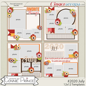 #2020 July - 12x12 Template Pack (CU Ok) by Connie Prince