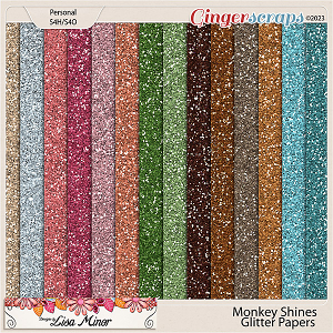 Monkey Shines Glitter Papers from Designs by Lisa Minor