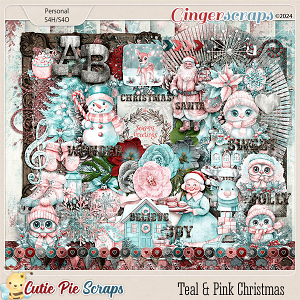 Teal & Pink Christmas Page Kit