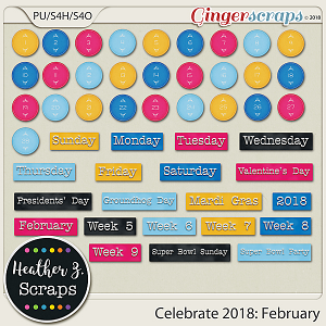 Celebrate 2018: February WORD BITS & DATES by Heather Z Scraps