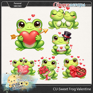 CU-Sweet Frog Valentine Cliparts