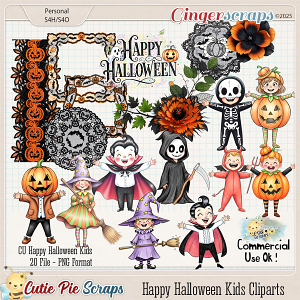CU Happy Halloween Kids Cliparts/ Elements