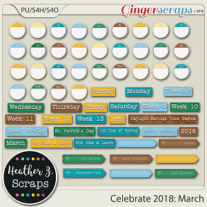 Celebrate 2018: March WORD BITS & DATES by Heather Z Scraps