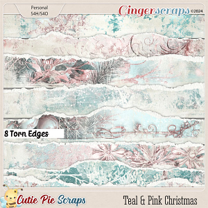 Teal & Pink Christmas Torn Edges
