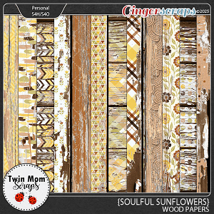 Soulful Sunflowers - WOOD PAPERS by Twin Mom Scraps