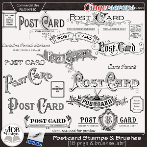 Postcard Stamps and Brushes by ADB Designs - CU/PU