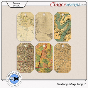 Vintage Map Tags 2 by Wetfish Designs 