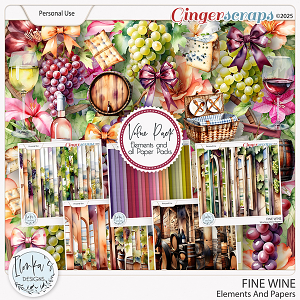 Fine Wine Elements And Papers by Ilonka's Designs