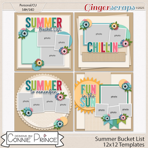 Summer Bucket List -  12x12 Templates (CU Ok) by Connie Prince