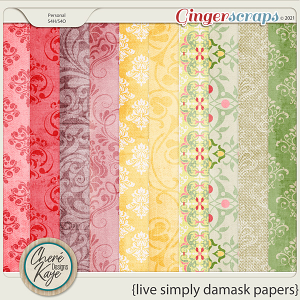 Live Simply Damask Papers by Chere Kaye Designs