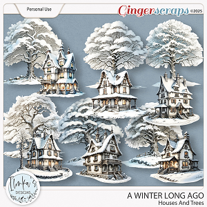 A Winter Long Ago Houses And Trees by Ilonka's Designs 