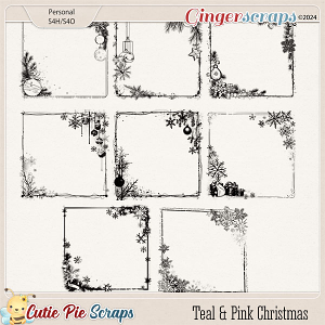 Teal & Pink Christmas Page Borders