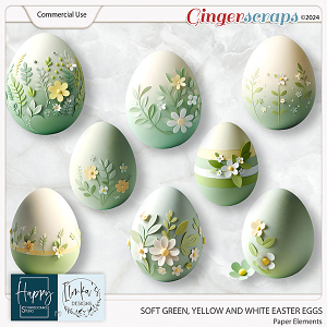 CU Soft Green, Soft Yellow And White Paper Easter Eggs by Happy Scrapbooking Studio