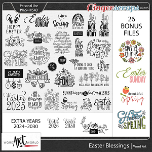 Easter Blessings Word Art Elements