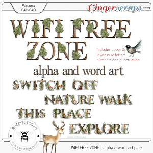 Buzzbee Scraps: Wifi Free Zone Alpha and Wordart Pack