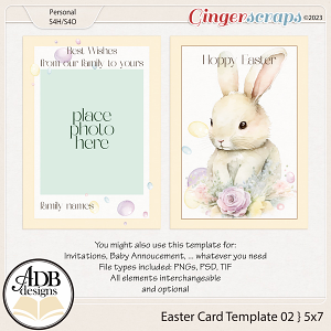 5" by 7" Easter Postcard Template 02 by ADB Designs
