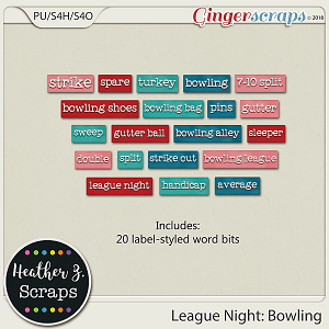 League Night: Bowling WORD BITS by Heather Z Scraps