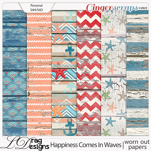 Happiness Comes In Waves: Worn Out Papers Papers by LDragDesigns
