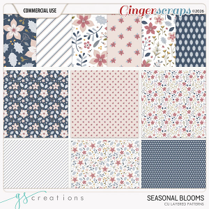Seasonal Blooms Layered Patterns (CU) by GS Creations