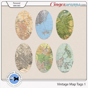 Vintage Map Tags 1 by Wetfish Designs