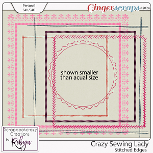 Crazy Sewing Lady Stitched Edges by Scrapbookcrazy Creations
