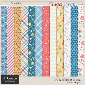 Red, White & Bloom Patterned Papers by J. Conlon and Sons
