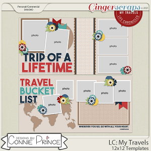 Life Chronicled: My Travels -  24x12 or 12x12 Templates (CU Ok) by Connie Prince